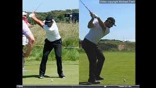 Jon Rahm golf swing  Long Iron faceon amp downtheline July 2017 [upl. by Drud491]