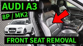 AUDI A3 8P  How To Remove Front Seat Removal 20042012 [upl. by Frasch]