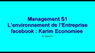 Management S1 quot L’environnement de l’Entreprise quot [upl. by Asiek]