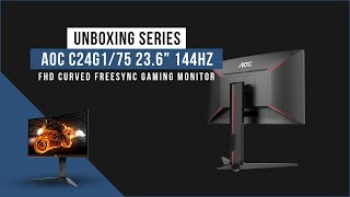 AOC C24G175 236quot 144Hz FHD Curved FreeSync Gaming Monitor  Unboxing [upl. by Tommi952]