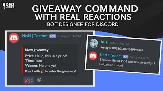 Giveaway command with REACTIONS in Bot Designer For Discord  NO PREMIUM REQUIRED [upl. by Norford]