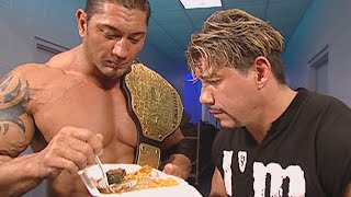 Batista steals Eddie Guerreros dinner SmackDown Sept 30 2005 [upl. by Aissej]