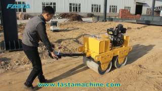 Fasta FVR600 walk behind double drum vibratory road roller compactor operating video [upl. by Manoop]