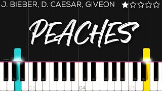 Justin Bieber  Peaches ft Daniel Caesar Giveon  EASY Piano Tutorial [upl. by Akehsat]