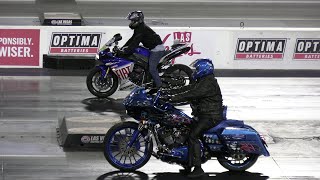 Crazy Harley vs Sportbikes  drag racing [upl. by Eelrahc]