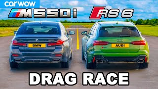 Audi RS6 v BMW M550i DRAG RACE [upl. by Rotow493]