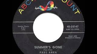 1960 HITS ARCHIVE Summer’s Gone  Paul Anka [upl. by Grados]