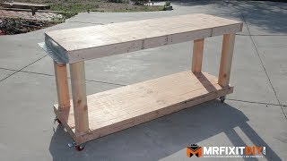 DIY BUDGET FRIENDLY WORKBENCH FREE DOWNLOADABLE PLANS [upl. by Udenihc]