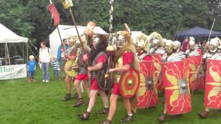 Roman Reenactment at the Amphitheatre in Caerleon Marching In [upl. by Lleksah]