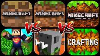 Minecraft Trial VS Minecraft PE VS Mikecraft VS King Craft VS Craftsman VS Crafting And Building [upl. by Aerda]