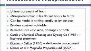 Misrepresentation Lecture 1 of 4 [upl. by Renick]