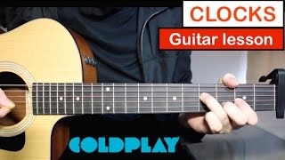 Coldplay  Clocks  Guitar Lesson Tutorial Chords amp Intro [upl. by Leidag255]