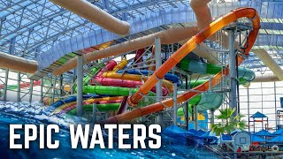 Largest Indoor Water Park in Texas Epic Waters Water Slides POV [upl. by Nessnaj]