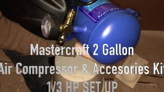 Mastercraft 2 Gallon Air Compressor 13hp  How to Set Up Manual [upl. by Merci]