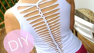 DIY Clothes Cut Up Back TShirt for Summer [upl. by Eceertal649]