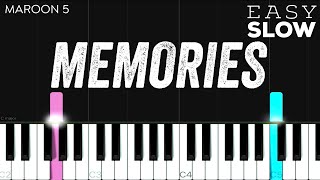 Maroon 5  Memories  EASY SLOW Piano Tutorial [upl. by Imar]